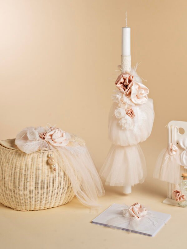 K26.01 Καλάθι ψάθινο λευκό Baby Bloom